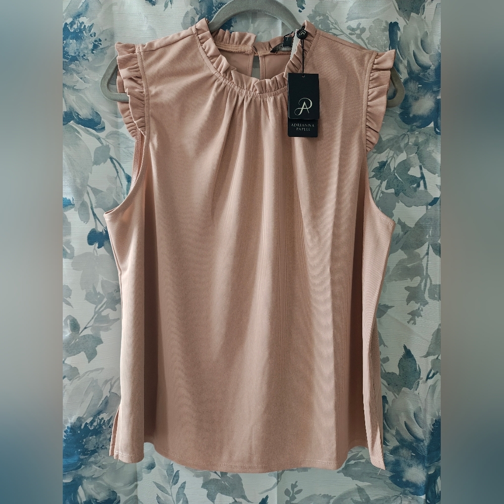 Adrianna Papell Blush Pink Sleeveless Top L